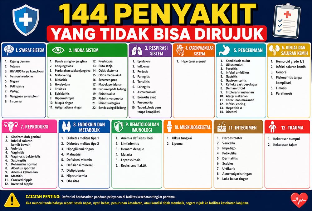 144 penyakit yang tidak bisa dirujuk